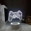 Tafellampen 1 pc 3d gamepad night light 6leds tafellampje met afstandsbediening optische illusielamp voor slaapkamer kwekerij Bedide thuiskamer Decor Luminous cadeau voor W