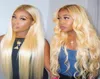 1034inch Transparent Lace Wigs Brazilian Body Wave 13x4 13x1 Human Hair Lace Front Wigs Blonde Color 613 Straight Human Hair Wigs2865687