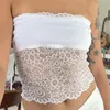 Gaono Retro Y2K Grunge Backless Crop Top Fairycore Floral Tube Tops Vest Sweet Cute Lace See Through Senza spalline Canotta Vintage 240314