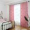 Rideaux Rideau occultant de dessin animé pour bébé filles chambre brodé 3D rose amour coeur luxe enfants fenêtre rideaux salon M057H