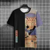 メンズTシャツレトロアニメキャットメンズTシャツ夏OネックカジュアルショートSLVE TS特大の短いSLVEメンズ衣類男性ストートウェアトップY240314