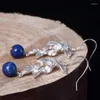 Dangle Oorbellen Ruifan Bloem Blad Natuurlijke Lapis Lazuli 925 Sterling Zilveren Haak Voor Vrouwen Fijne Sieraden Kerstcadeaus YEA101