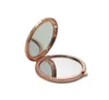 Miroir de maquillage de poche Double face en métal argent or Rose or cosmétique pliable miroir grossissant outil de beauté HHA2191593627