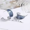 Brincos de parafuso prisioneiro 925 agulha de prata simples bonito pequeno esmalte geométrico feminino jóias azul escuro gotejamento óleo brincos acessórios femininos