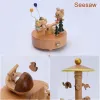 Boxen Holz Spieluhr Karussell Spieluhren Handkurbel Kawaii Vintage Chirstmas Neujahr Retro Geburtstagsgeschenk Heimdekoration