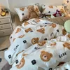 Set di biancheria da letto Ragazzi Ragazze Set di orsi Moda Adulti Bambini Biancheria da letto Copripiumino Copripiumino Federa Lenzuolo in poliestere simpatico cartone animato