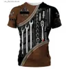 Men's T-Shirts Vintage Shirt for Men Mechanical Tools 3D Print T-Shirts Short Slve Jersey Casual Tops Oversized Fashion Breathable Clothing Y240314