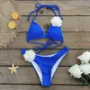 2024 Sexig vit 3D Flower Solid Two Piece Push Up Bikini Set Luxury Badkläder Kvinnor Baddräkt Beachwear Summer Bathing Suit