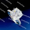 Band Rings 2024 Top Sell Luxury Jewelry Wedding Rings Handmade Real 100% 925 Sterling Silver Cushion Shape 10*10MM White Moissanite Diamond Gemstones Party