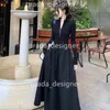 Designer Women's Casual Dress Patchwork Solid Color Long Sleeved Dress With A Stylish Waist Length A-Line Skirt Designer Dress Dresses F 8257