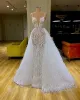 DHL Robes De Mariée Autruche Plume Gaine Colonne Perles Cristal Perle Robes De Mariée Strass Perles petites Plus Taille Sur Mesure