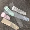 Five Fingers Gloves 70CM Long DIY Tulle Plain Face Bride Dress Transparent Sexy260m