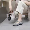 Sandálias gktinoo 2024 verão genuíno couro oco sapatos mulher casual mãe cunhas sola macia tênis confortáveis antiderrapante