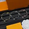 Luxury Small Flower Letter Chain Bracelet Original Designer Fashion Women Charm Pendants 18K Gold Silver Plated Wristband Cuff Link Chain Bangle Jewelry With Box