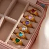 Clear Colorful Shiny Zircon Heart Crown Shape Gold Rings For Women Stainless Steel 18K PVD Plated Romantic Y2K Jewery Ring 240311