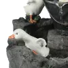 Zappers Animal Statue Solar Flowing WaterRell Duck Resin彫刻屋外庭の飾り庭園装飾LEDライト付き