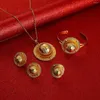 Necklace Earrings Set Ethiopian Charm 4Pcs Women Pendants Bracelet Ring Dubai Africa Bride Anniversary Party Jewellery