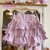 Skirts Mikumn Japanese Harajuku Girls Kawaii Lace Pleated Women High Waist Bow Lace-up Fairy Y2k Aesthetic Cute Cake Mini