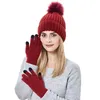 Ball Caps Soccer Cap Hat Warm Soft Womens Thick With Gloves Knit Cuff Ski Knitted Winter Baseball Hats Fitted