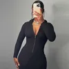 Women's Winter New Fashion and Sexy Zipper Hooded Long Sleeved Dress