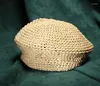 Baretten 2024 Eenvoudige Raffia Zonnehoed Stro Vrouwen Zomer Casual Elegante Dames Baret Franse Stijl Modieuze Vintage Schilders