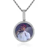 Nieuwe ronde fotohanger met micro ingelegde zirkoon DIY creatieve volledige diamant trendy hiphop frame ketting