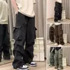 Pantalons pour hommes pantalons couleur unie Style de rue Cargo avec plusieurs poches coupe ample taille élastique pour la mode Hip Hop