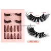 False Eyelashes Thick Eyelash Extension Finished Press On Nails Set 8D Reusable Fluffy Fl Strip Eyelashes Nail Beauty Lash Combination Dhhwz