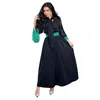 Etnische kleding Damesjurk A-lijn Dubai Midden-Oosten Moslim Lange herfst/winter fluwelen beerpaneel Contrast gewaad Abaya