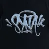 SYNA World T-shirt American Street Casual Hip-Hop kortärmade toppar för män och kvinnor tryckt T-shirt med kristallbokstäver