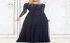 I più venduti eleganti blu navy abiti per la madre della sposa in chiffon SeeThrough manica lunga collo trasparente appliques paillettes da sera Dre1565174