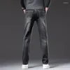 Jeans da uomo Sulee autunno blu dritto sciolto elastico vestibilità business casual cotone elasticizzato Dnim pantaloni maschio marca grigio fumo