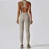 Aktiva uppsättningar Backless Jumpsuit Yoga Set för kvinnor Sports overaller Sexiga träningskläder mjuka ett stycke fitness bodysuit gym sportkläder kvinnlig