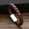 Pulseira de couro trançada de verão masculina com fivela magnética pulseiras pulseira manguito joias da moda