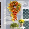 Декоративные цветы из шелка со стеблями, искусственные уличные горшечные растения, большой Хэллоуин, осенний клен, внешний венок, дюймы