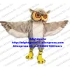 Grijze lange vacht Ordy Owl Owlet mascottekostuum volwassen stripfiguur outfit pak ceremonieel evenement bedrijf kick-off Zx2867
