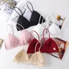 Soutien-gorge en soie glacée sexy pour femmes, sans anneau en acier, poitrine enveloppée dans le dos, confortable, décolleté en V profond, coupe triangulaire rembourrée