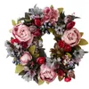 Dekorativa blommor 35 cm Artificial Peony Wreath Vintage Berry Flower Silk Rose Wedding Party Home Decor