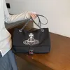 Viviennes Westwoods end Large Capacity Saturn Bag for Female Crowd Wanderer Chain Bag Single Shoulder Underarm Tote Bag