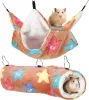 Jaulas 1set Hamster Túnel Cama Mantener caliente Cama para mascotas Accesorios para jaulas Ardilla Hurón Rata Hamaca Cama colgante Suministros para mascotas Casa de conejillo de indias