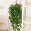 Decorative Flowers Artificial Green Plastic Plants Wall Hanging Vine For Home Garden Fake Leaf Lvy Outdoor DIY Decoration Wedding Party