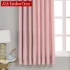 Curtains Pink Short Blackout Curtains in the Living Room Solid Blinds Curtain for Windows Tende Texture Small Cortinas Cortas Shading 85%