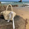 グラスバッグ手作り織られた女性の夏のインターネットセレブリティバケーションビーチワンショルダーハンドバッグ