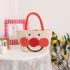 Spring New Mummy Bread Superman Cartoon Hand Carrying Cotton Cord Cartoon Straw Woven Women's Bag