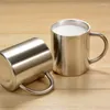 Mugs 230ML Coffee Beer Milk Tea Cup Stainless Steel Double Layer Handle Thermal Drinkware Student Office Home Kitchen Mug Accessories