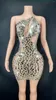 Stage Wear Hollow Out Backless Sequined Banquet Evening Gowns Latin Dance Bodycon Prom Dress Women Sexy Mini Party Club