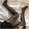 Chaussettes Bonneterie Femmes Chaussettes 1Paire Blanc Et Noir Évidé Dentelle Maille Collants Floral Rotin Bas Bas Livraison Directe App Dhe5I