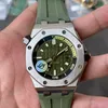 Luxus-Herrenuhr, Designer-Uhr, automatische mechanische Uhr, 42 mm Lünette, Saphirglas, Herren-Silikagel-Armband