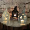 1 szt. Metal Mały House Żelazny Świeca Home Crafts Ornament No Candles 240301