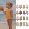 Costume da bagno intero stampato a pois arcobaleno per bambine Costume da bagno per bambini con reggicalze senza schienale Estate spiaggia piscina sport Costumi da bagno bambino SPA nuoto Z7176